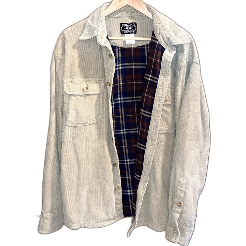 Profile Chore Jacket Work Coat Flannel Lined Corduroy Ribbed Cozy women's L